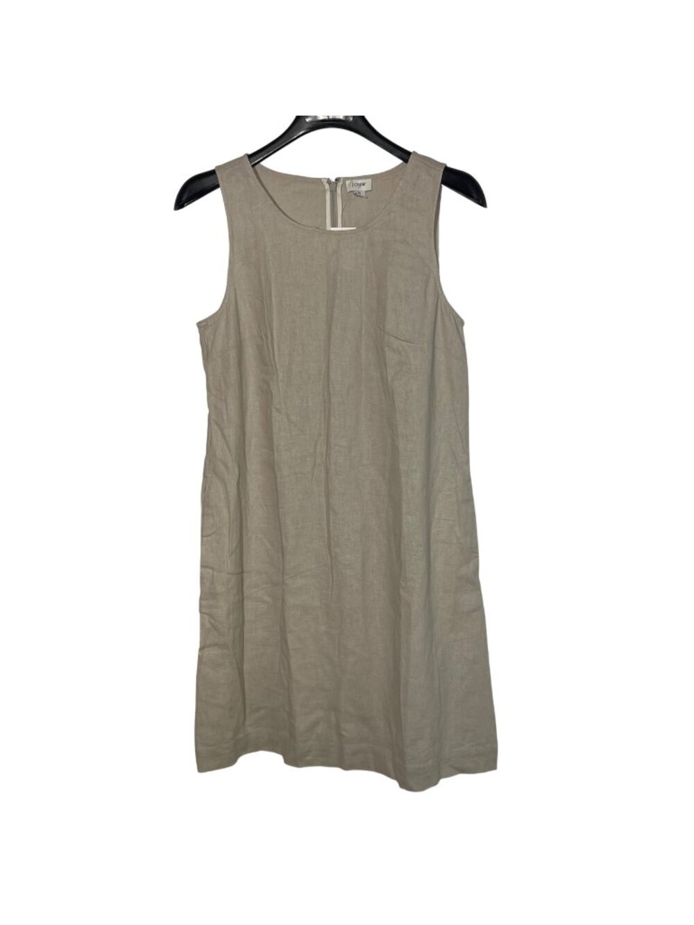 J. Crew Factory Linen-Blend Shift Mini Dress Cream/Tan Sz 6 Minimalist Coastal